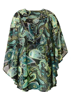 bonprix bonprix Túnica de playa de gasa ligera Negro-verde Sale