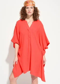 bonprix bonprix Túnica de playa de muselina vaporosa Rojo Online
