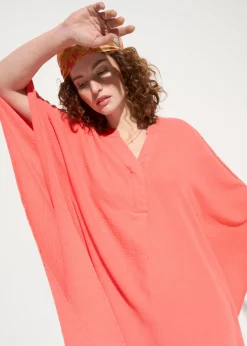 bonprix bonprix Túnica de playa de muselina vaporosa Rojo Online