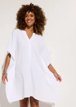 bonprix bonprix Túnica de playa de muselina vaporosa Blanco Clearance