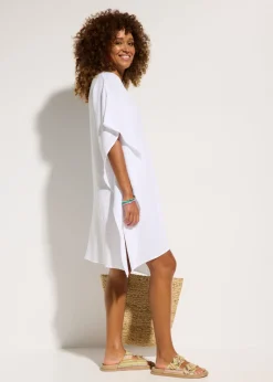 bonprix bonprix Túnica de playa de muselina vaporosa Blanco Clearance