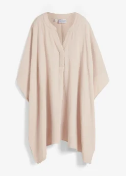 bonprix bonprix Túnica de playa de muselina vaporosa Beige tiza Online