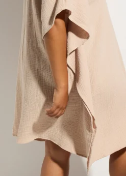 bonprix bonprix Túnica de playa de muselina vaporosa Beige tiza Online