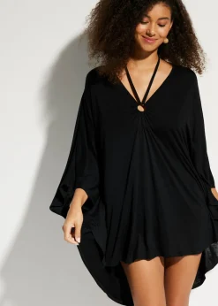bonprix bonprix Túnica de playa transparente de viscosa Negro Best