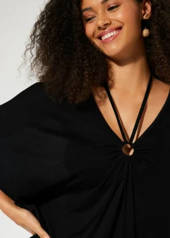 bonprix bonprix Túnica de playa transparente de viscosa Negro Best