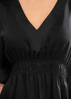 bonprix bonprix Túnica de playa transparente con escote en V Negro New