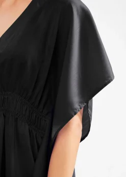 bonprix bonprix Túnica de playa transparente con escote en V Negro New