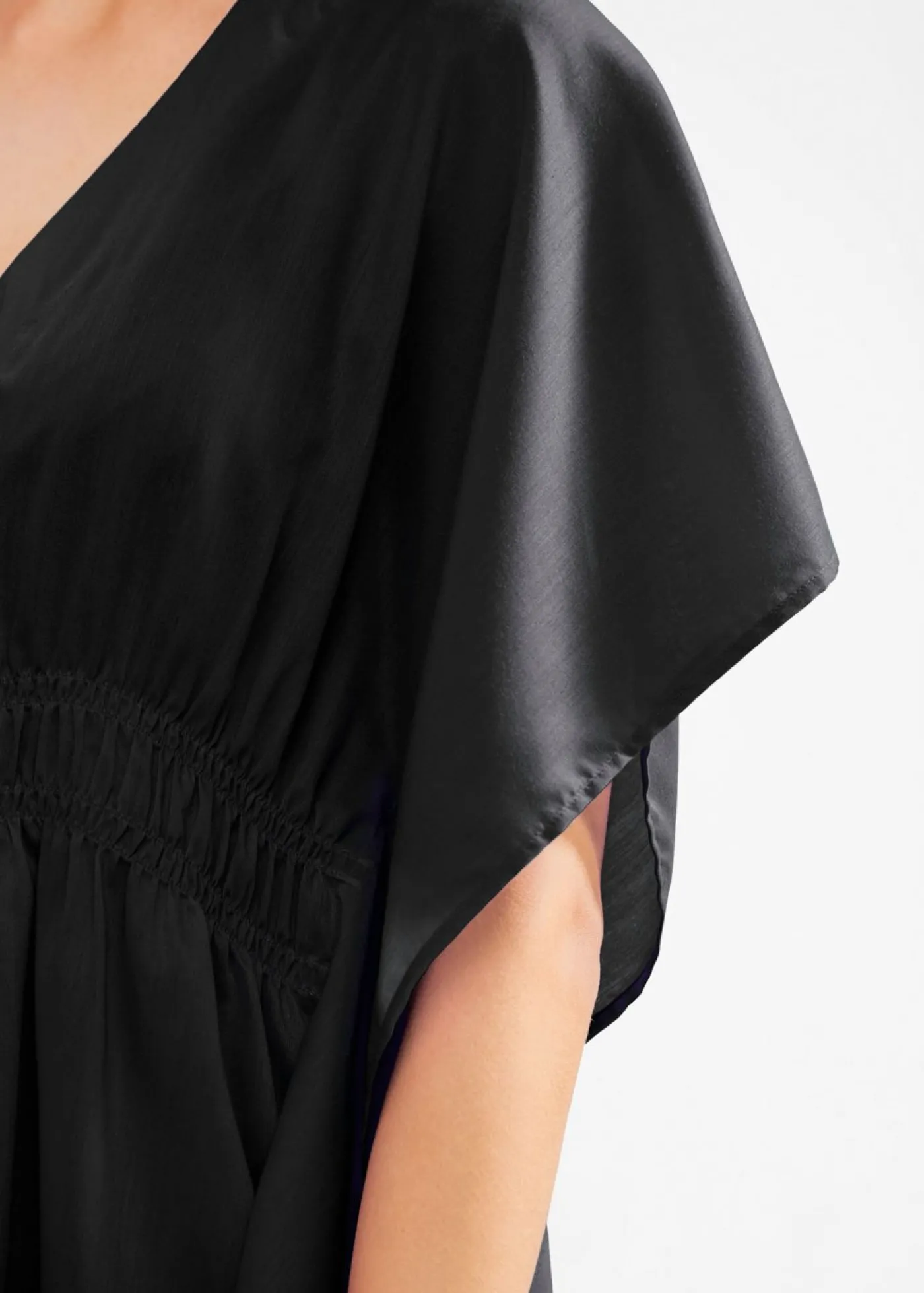 bonprix bonprix Túnica de playa transparente con escote en V Negro New