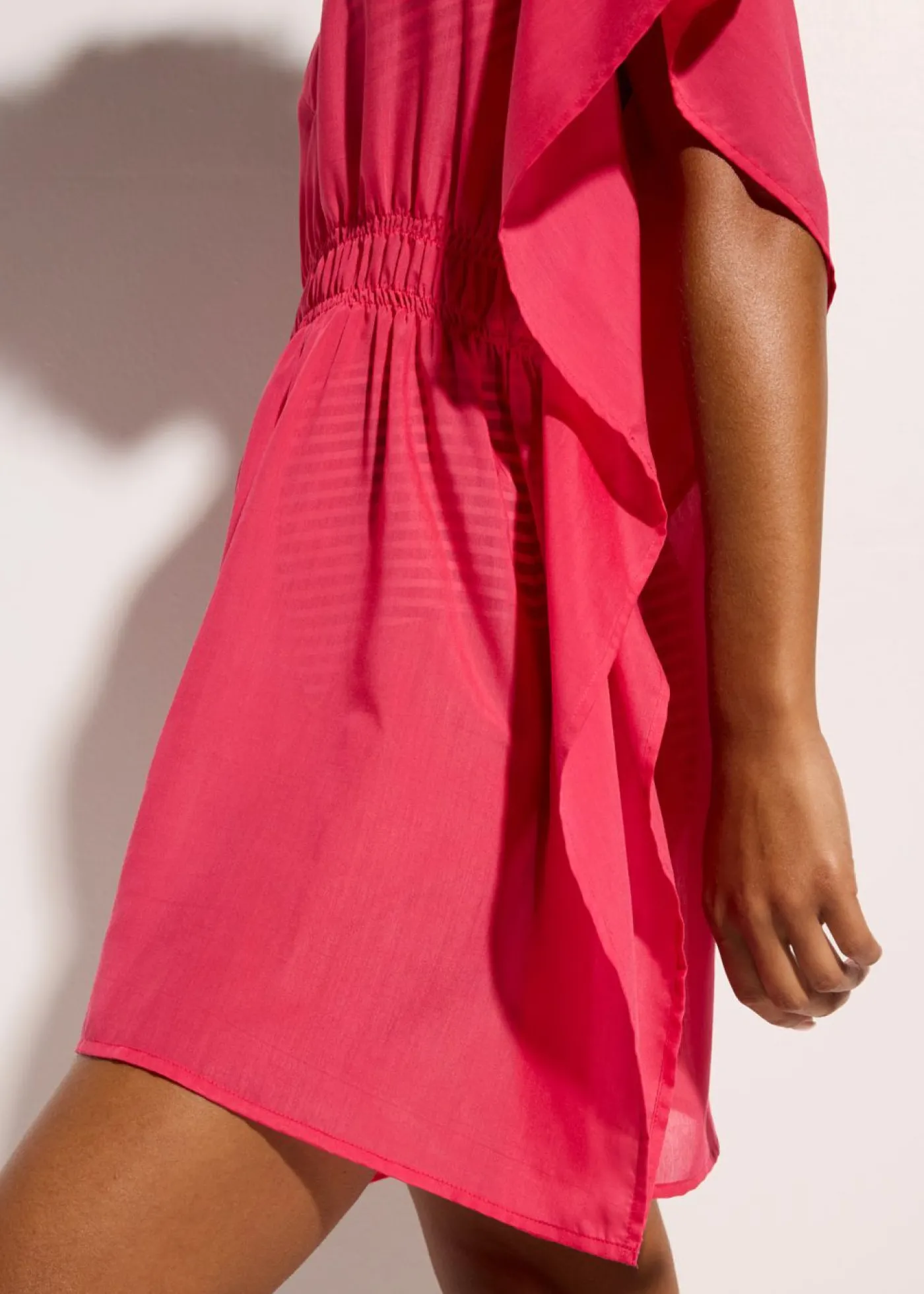 bonprix bonprix Túnica de playa transparente con escote en V Rosa hibisco Outlet