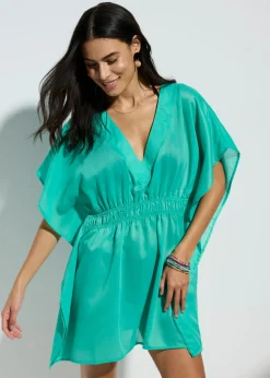 bonprix bonprix Túnica de playa transparente con escote en V turquesa New