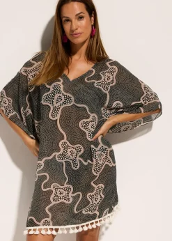 bonprix bonprix Túnica de playa transparente Negro-beige Sale