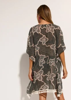 bonprix bonprix Túnica de playa transparente Negro-beige Sale