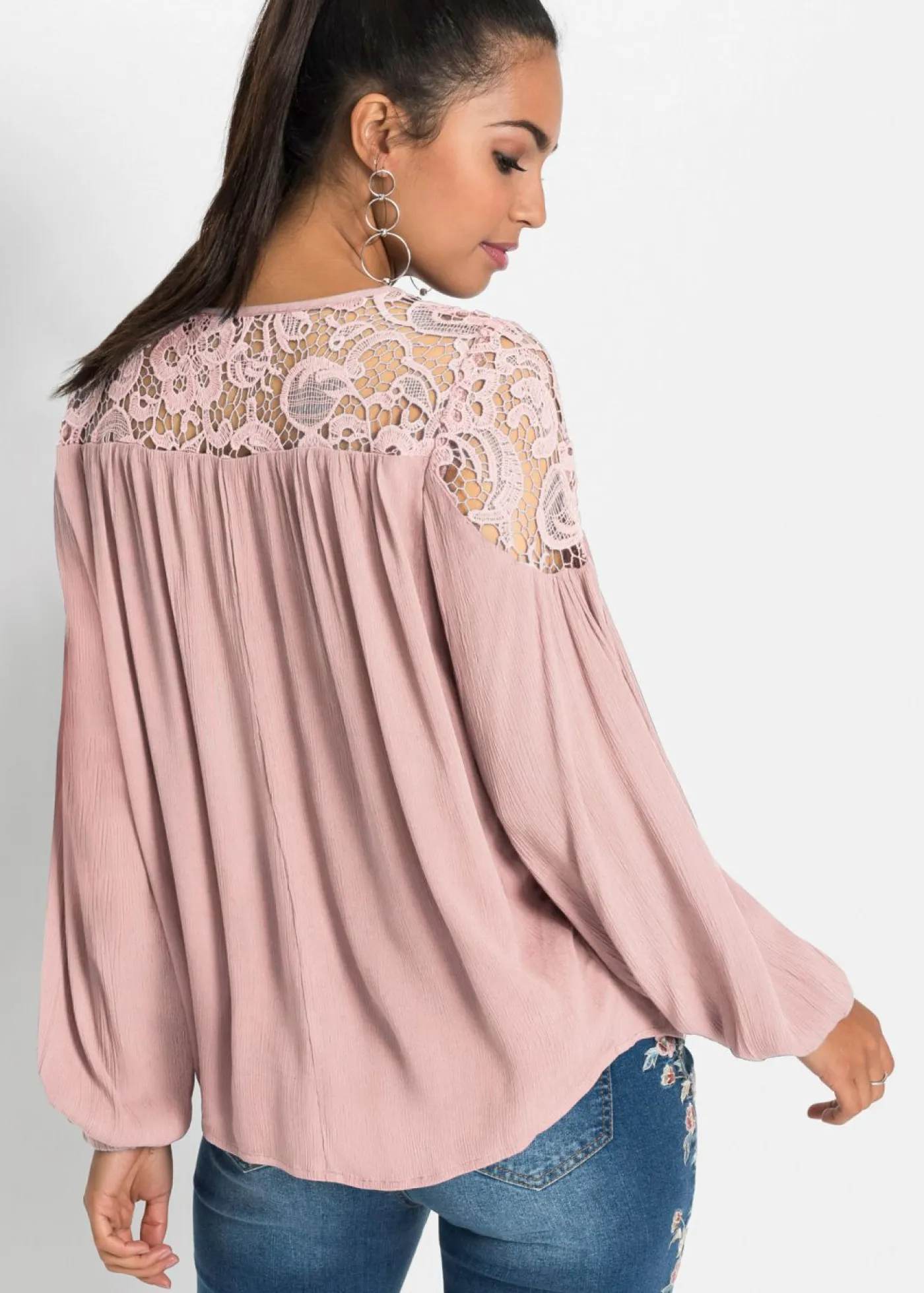 bonprix bonprix Túnica de viscosa fluida Rosa palo