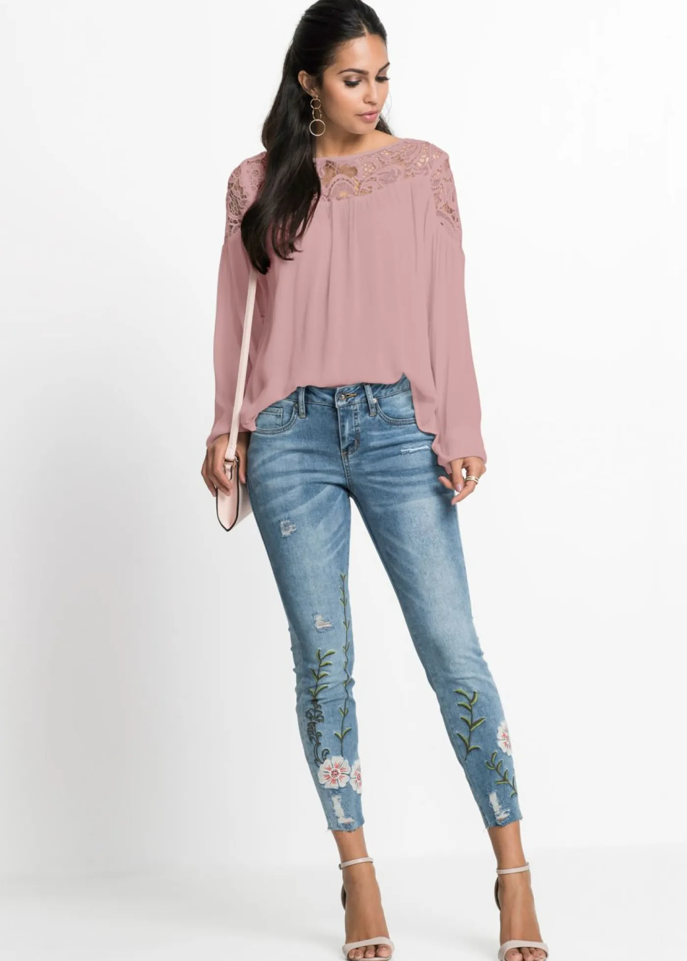 bonprix bonprix Túnica de viscosa fluida Rosa palo
