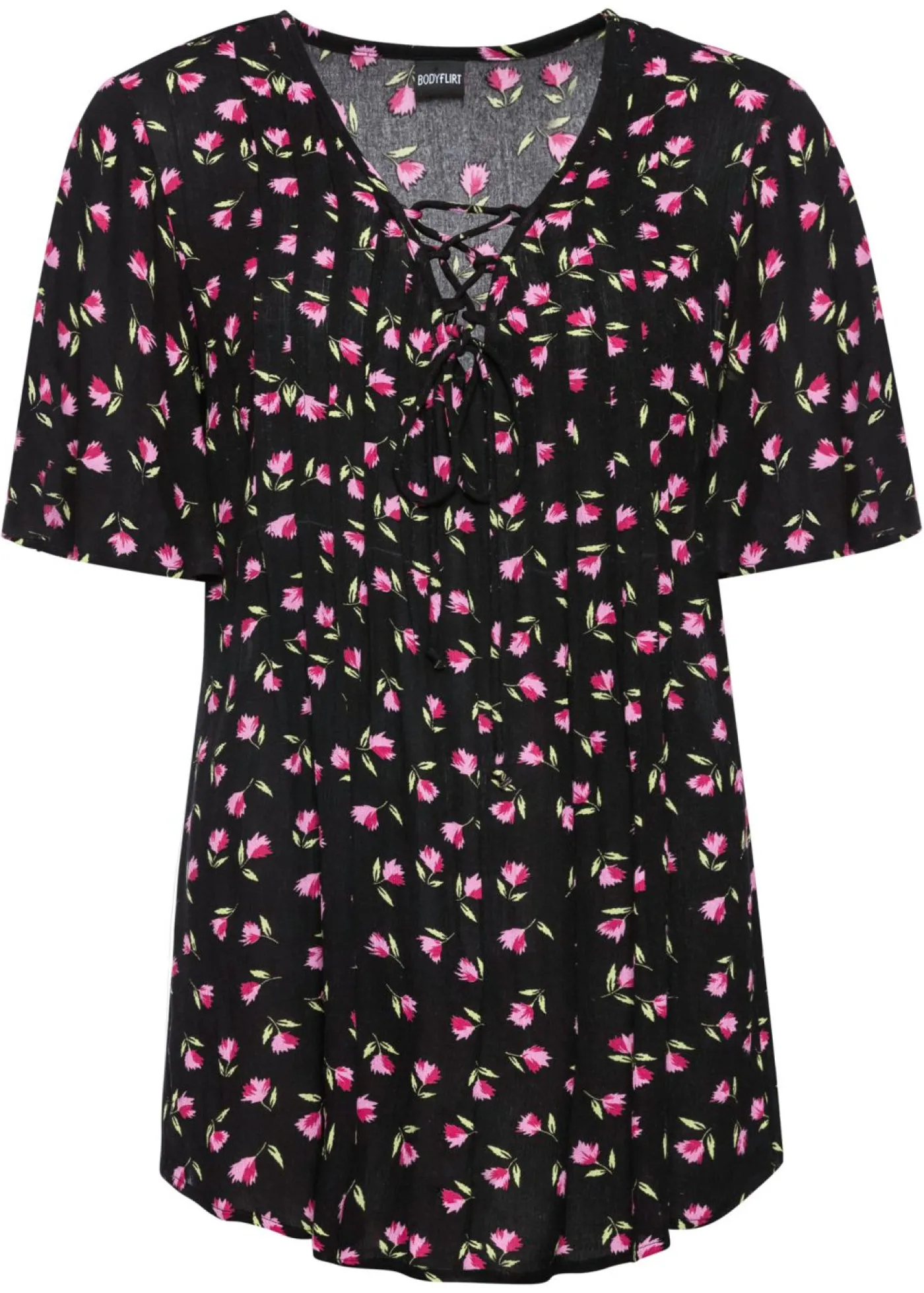 bonprix bonprix Túnica de viscosa sostenible Negro de flores Hot