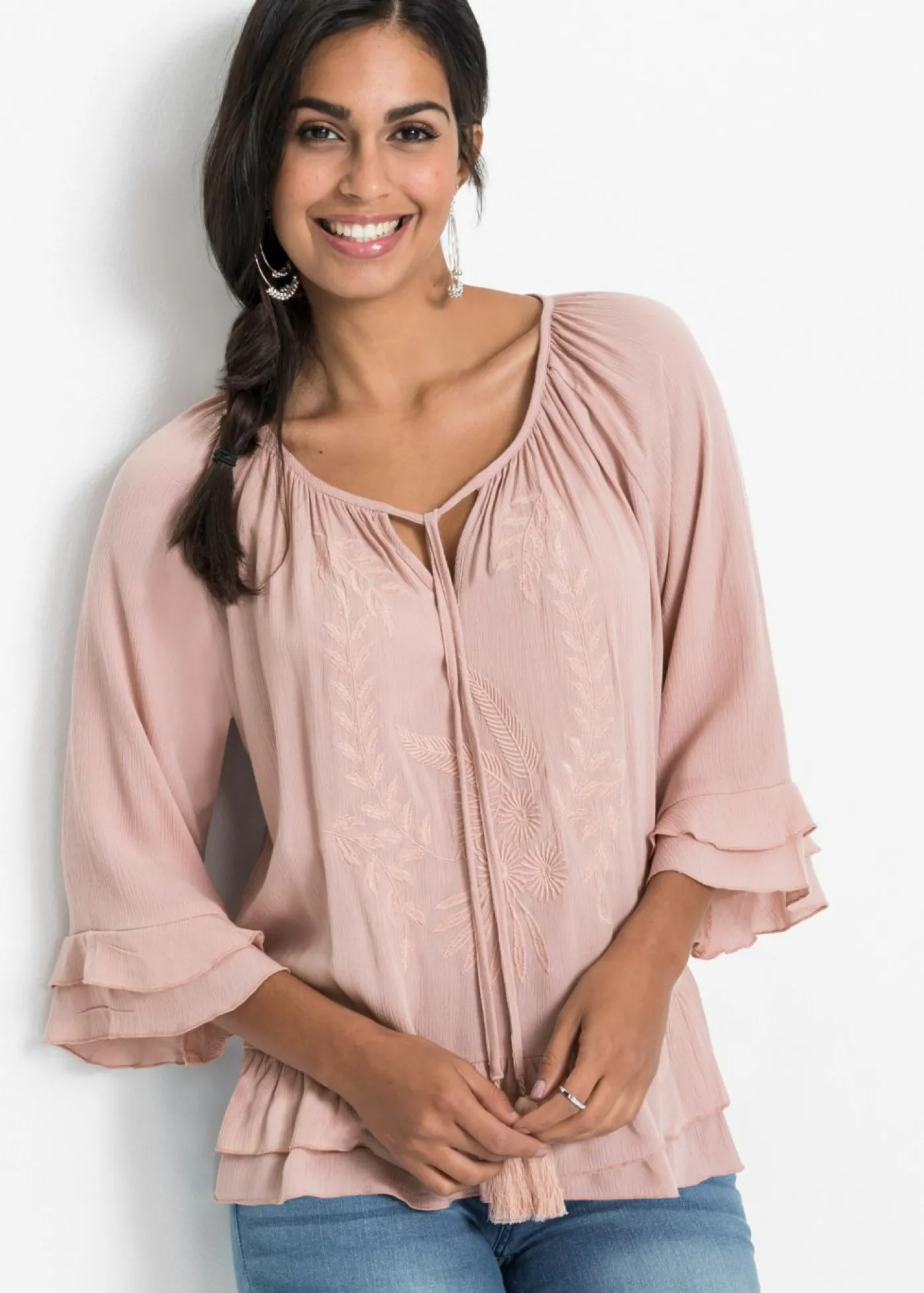 bonprix bonprix Túnica de viscosa suave rosa pálido Online