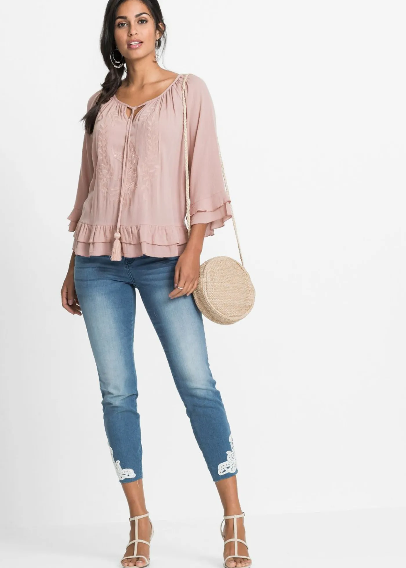 bonprix bonprix Túnica de viscosa suave rosa pálido Online