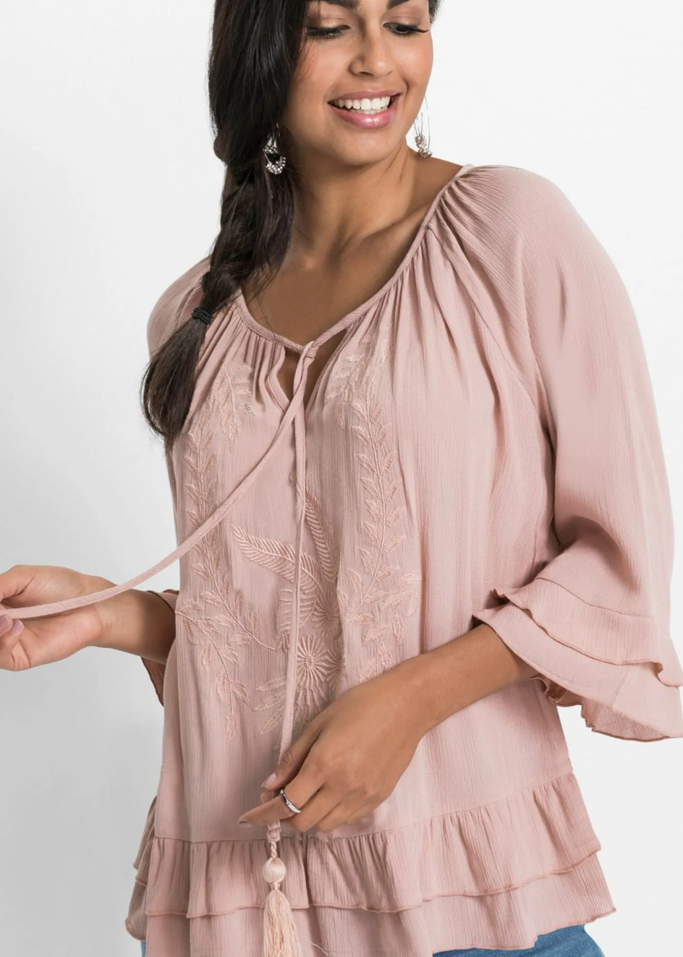 bonprix bonprix Túnica de viscosa suave rosa pálido Online
