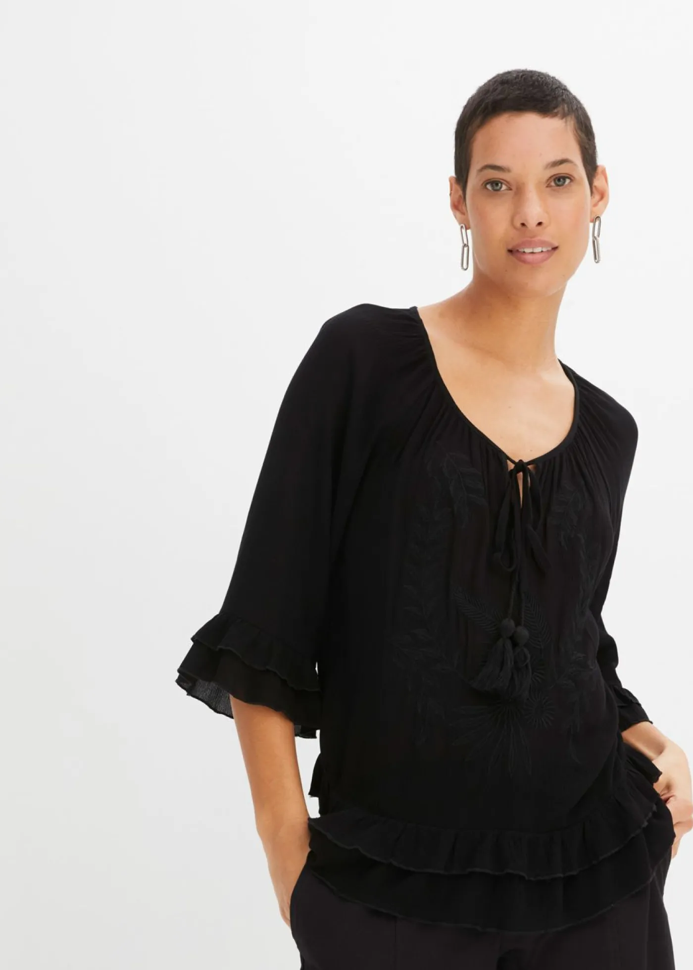 bonprix bonprix Túnica de viscosa suave Negro Clearance