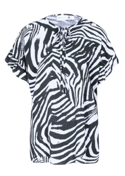 bonprix bonprix Túnica holgada de viscosa Blanco-negro con estampado de cebra Discount