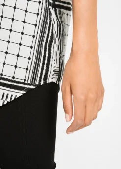 bonprix bonprix Túnica larga de algodón puro Negro-blanco estampado Hot