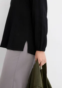 bonprix bonprix Túnica larga de muselina Negro Clearance