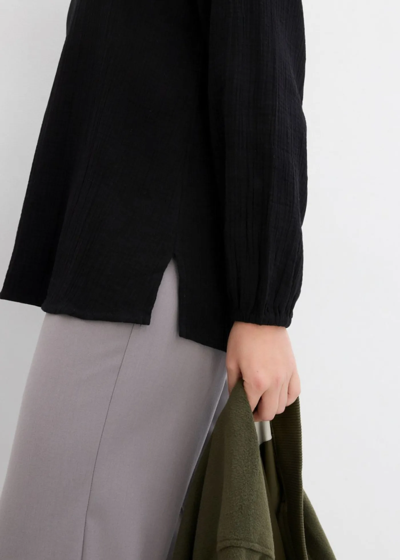 bonprix bonprix Túnica larga de muselina Negro Clearance