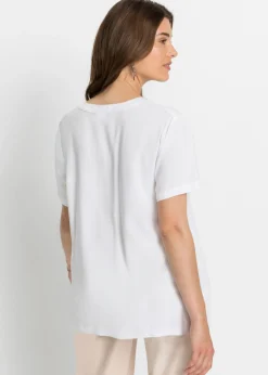 bonprix bonprix Túnica larga de viscosa sostenible Blanco New