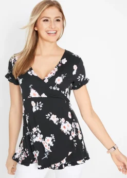 bonprix bonprix Túnica premamá/de lactancia 2 en 1 de viscosa Negro de flores Best