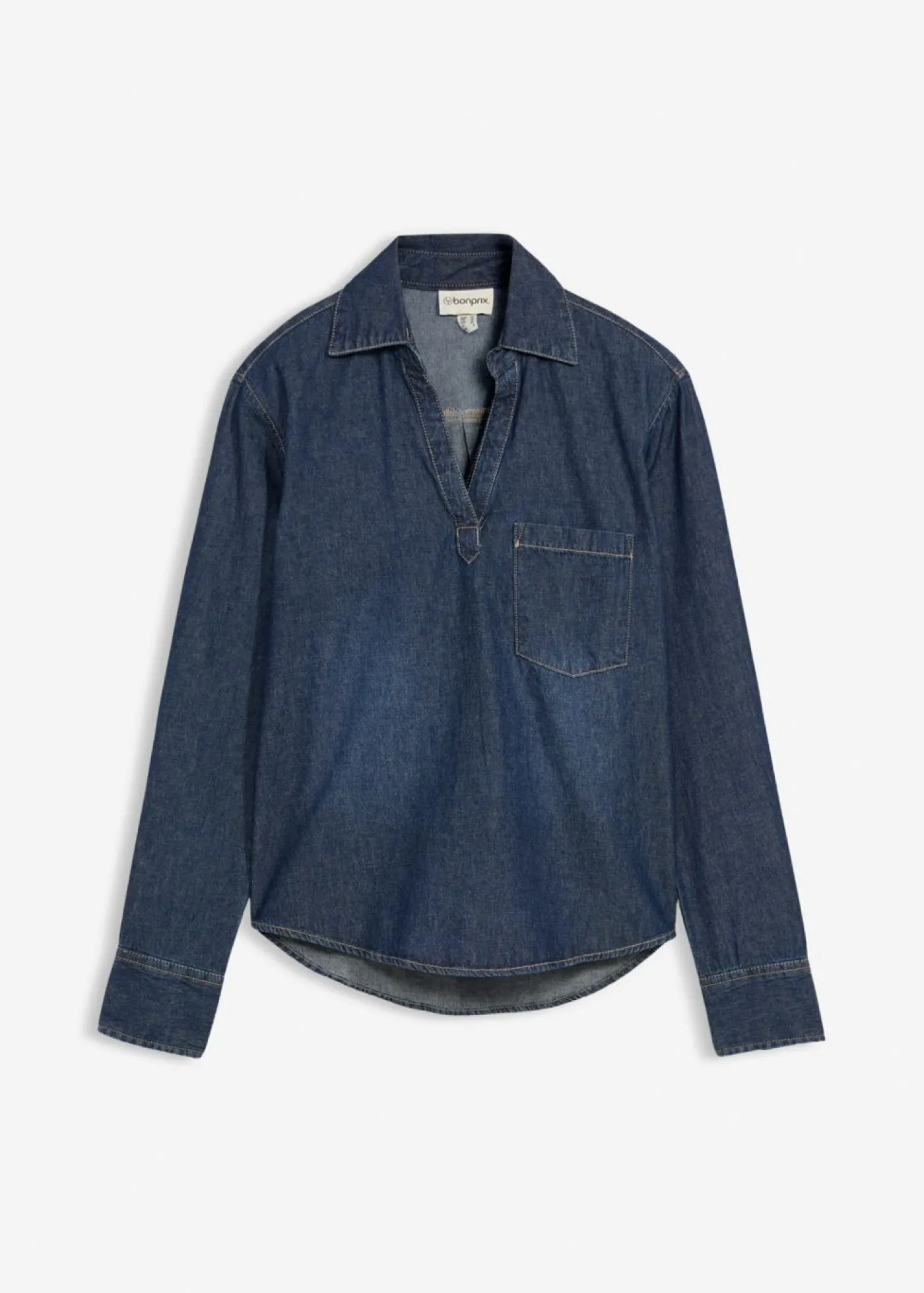 bonprix bonprix Túnica vaquera de algodón orgánico puro azul oscuro denim usado Sale
