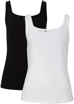 bonprix bonprix Top (2 unidades) Blanco-negro Discount