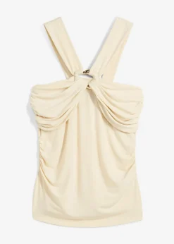 bonprix bonprix Top anudado al cuello con hebilla decorativa Crudo Hot