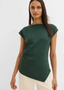 bonprix bonprix Top asimétrico de cómodo tejido de neopreno verde sombra Hot
