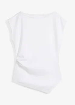 bonprix bonprix Top asimétrico de cómodo tejido de neopreno Blanco Sale