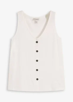 bonprix bonprix Top con botones Blanco lana
