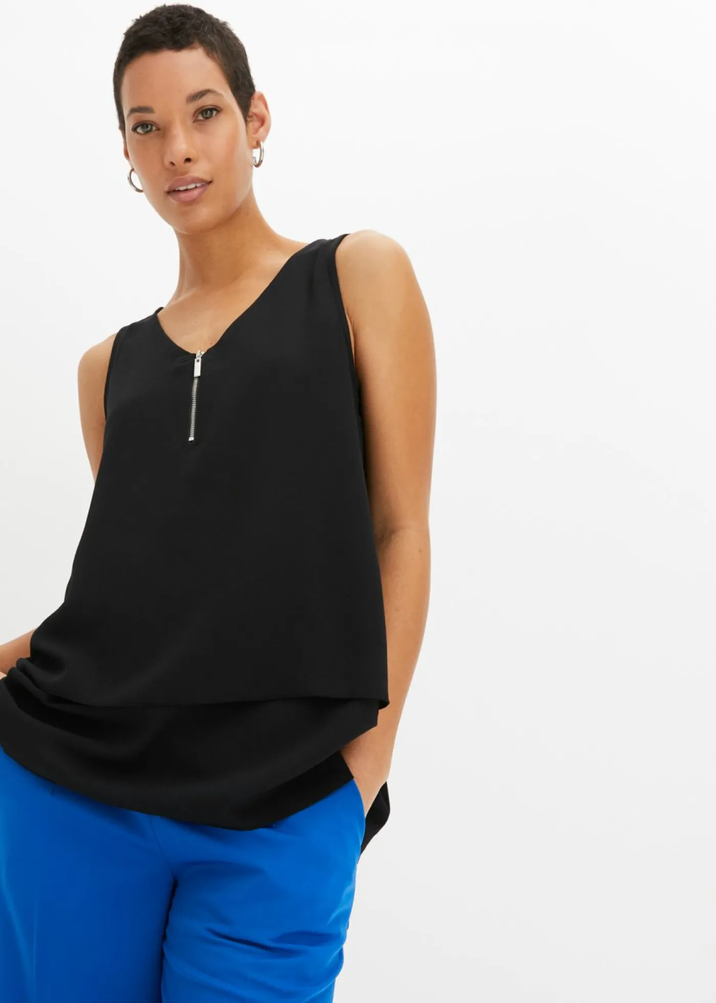 bonprix bonprix Top con cremallera Negro Hot