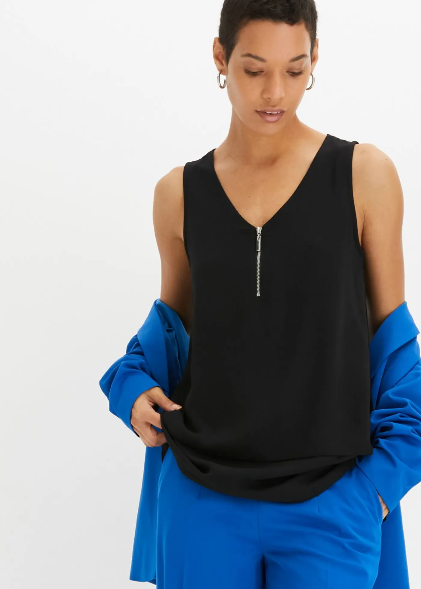 bonprix bonprix Top con cremallera Negro Hot