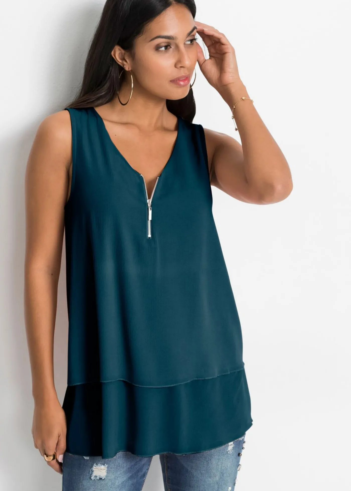 bonprix bonprix Top con cremallera Petróleo azul Outlet