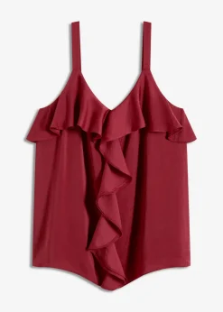 bonprix bonprix Top con tirantes finos y satén brillante Rojo