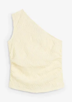 bonprix bonprix Top con un hombro al descubierto de aspecto estructurado Blanco-crema Best