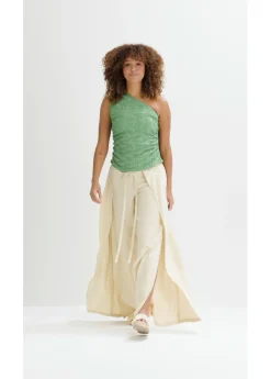 bonprix bonprix Top con un hombro al descubierto de aspecto estructurado verde hoja Clearance