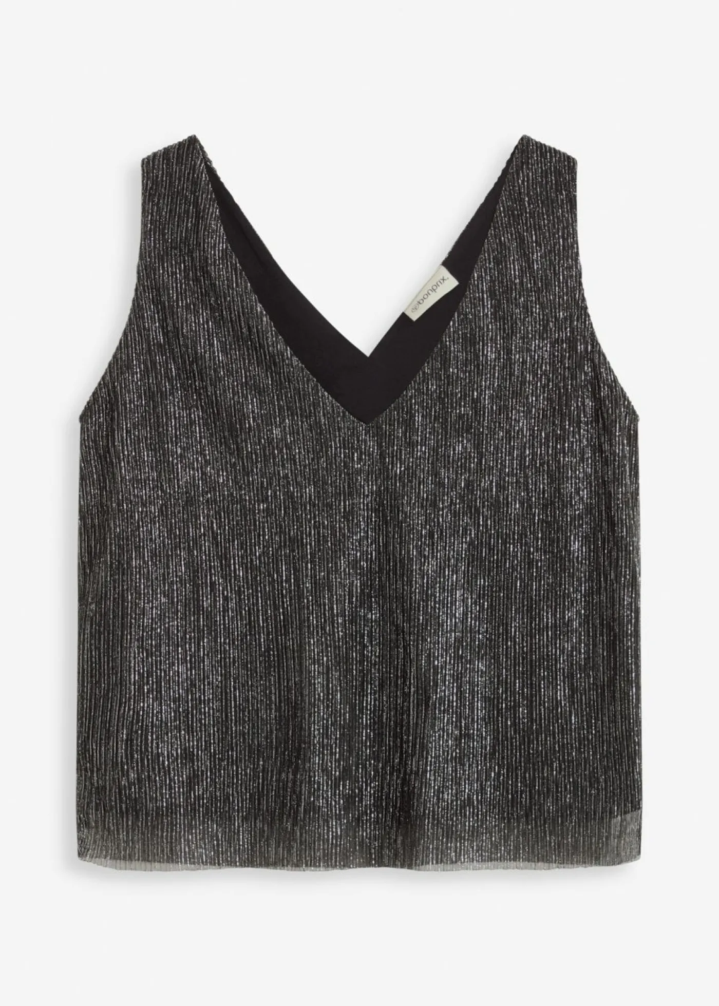 bonprix bonprix Top corto con escote pronunciado Negro-plata New