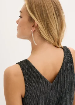 bonprix bonprix Top corto con escote pronunciado Negro-plata New