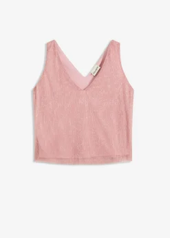 bonprix bonprix Top corto con escote pronunciado cuarzo rosa-plata Best