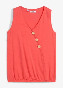 bonprix bonprix Top de algodón con diseño cruzado y cintura elástica Quisquilla Discount