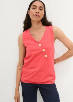 bonprix bonprix Top de algodón con diseño cruzado y cintura elástica Quisquilla Discount