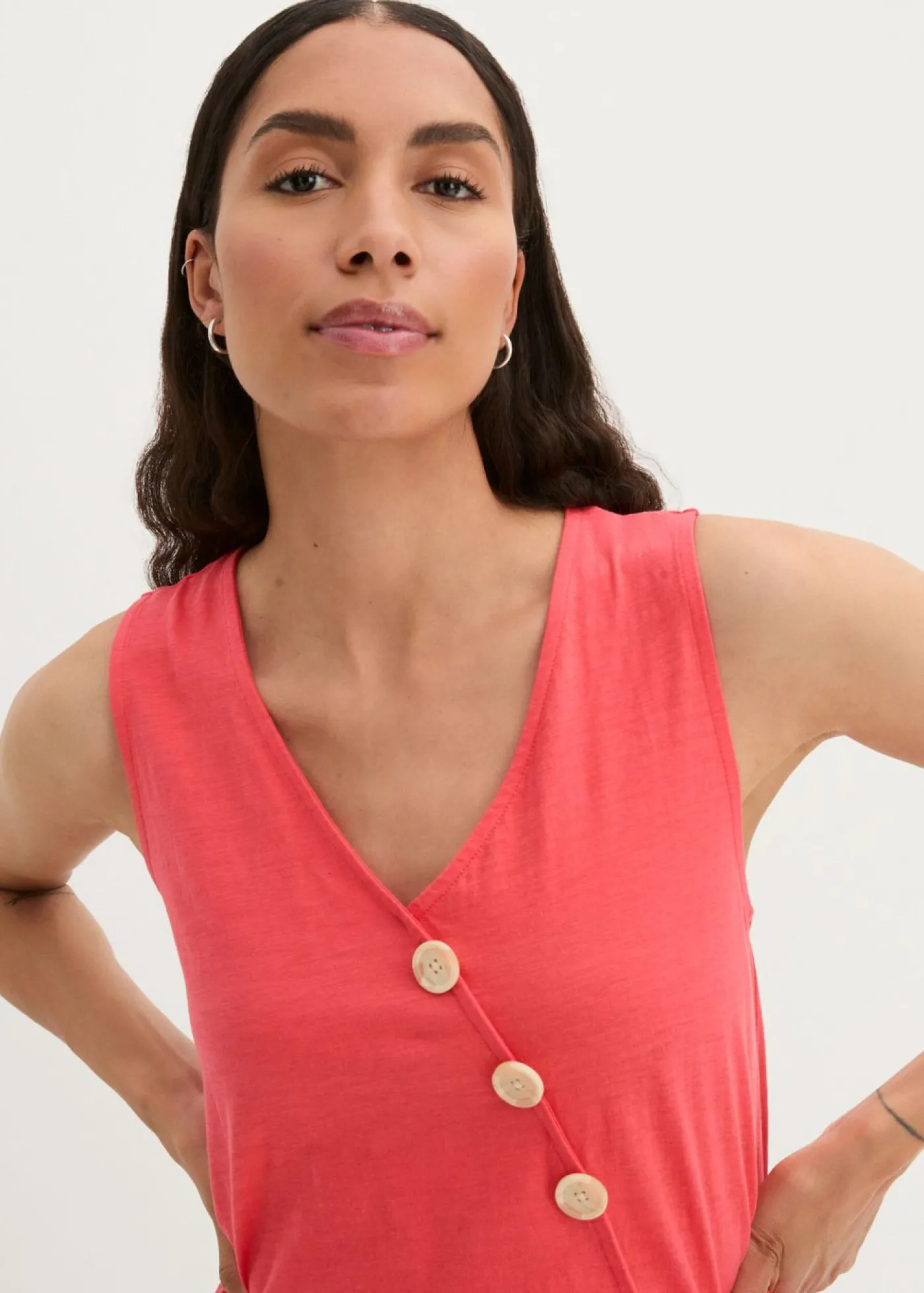 bonprix bonprix Top de algodón con diseño cruzado y cintura elástica Quisquilla Discount
