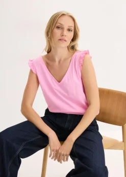 bonprix bonprix Top de algodón orgánico puro Rosa Sale