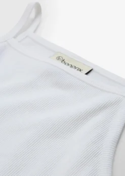 bonprix bonprix Top de algodón orgánico puro de canalé Blanco Clearance
