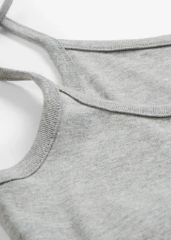 bonprix bonprix Top de algodón puro con tirantes finos (3 unidades) Blanco + gris claro jaspeado + negro Online